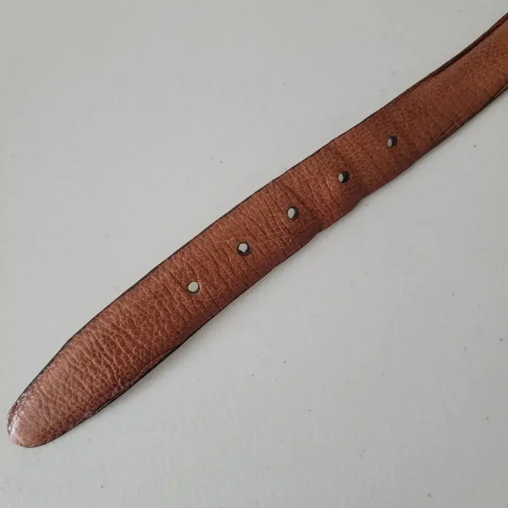 Genuine Leather Belt Natural Brown Mens Size 38 with Silver Buckle Classic Style